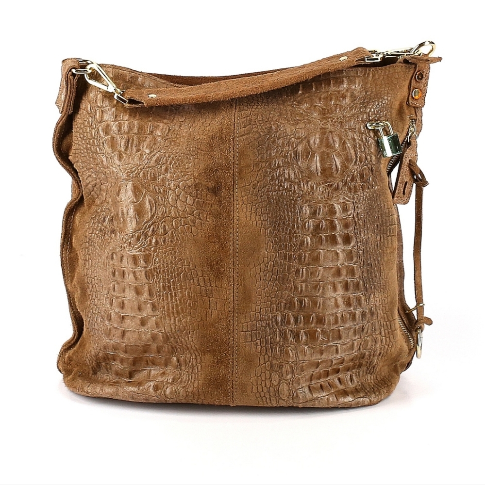Italian leather croc texture purse